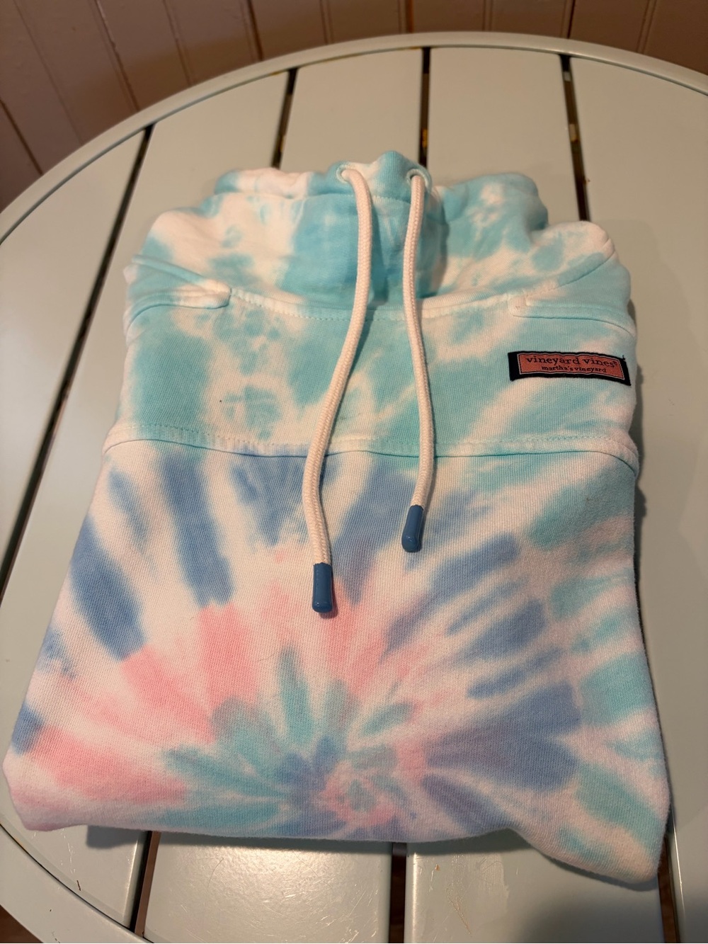 Vineyard Vines Pastel Tie-Dye Crewneck - Aqua & Pink - Picture 7 of 9